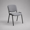 Sedia imbottita in tessuto grigio con telaio in acciaio nero, 53 x 58 x 82 cm