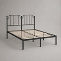 Letto matrimoniale rettangolare 160 x 200 cm in acciaio con testiera e doghe in compensato, nero e naturale