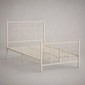 Letto una piazza e mezza in acciaio con rete integrata, bianco, 208 x 146 x 110 cm, per materasso 140 x 200 cm