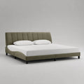 Letto matrimoniale imbottito in velluto di poliestere verde oliva, 180 x 220 x 100 cm, rete 160 x 200 cm