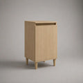 Comodino stretto rettangolare con anta in legno, rovere chiaro, 40 × 35 × 70 cm