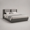 Letto matrimoniale 160 x 200 cm in legno con testiera imbottita in tessuto, grigio scuro e grigio chiaro, 170 x 210 x 120 cm