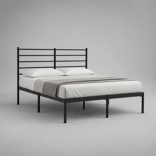 Struttura letto matrimoniale in acciaio nero 166 x 208 x 110 cm con rete 160 x 200 cm