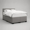 Letto matrimoniale continentale grigio 160 x 200 cm in tessuto con testiera, materasso e sovramaterasso