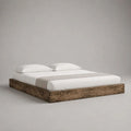 Letto matrimoniale basso 160 x 200 cm in legno marrone con base a piattaforma senza testiera