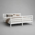 Letto matrimoniale con sponde bianco in pino massello, rete 160 x 200 cm, dimensioni 208 x 168 x 95 cm