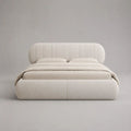 Letto matrimoniale imbottito avorio con testiera scanalata, rete 160 x 200 cm, dimensioni 193 x 225 x 105 cm