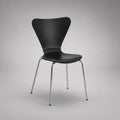 Sedia in multistrato curvato nero con gambe in acciaio cromato, 50 x 52 x 82 cm